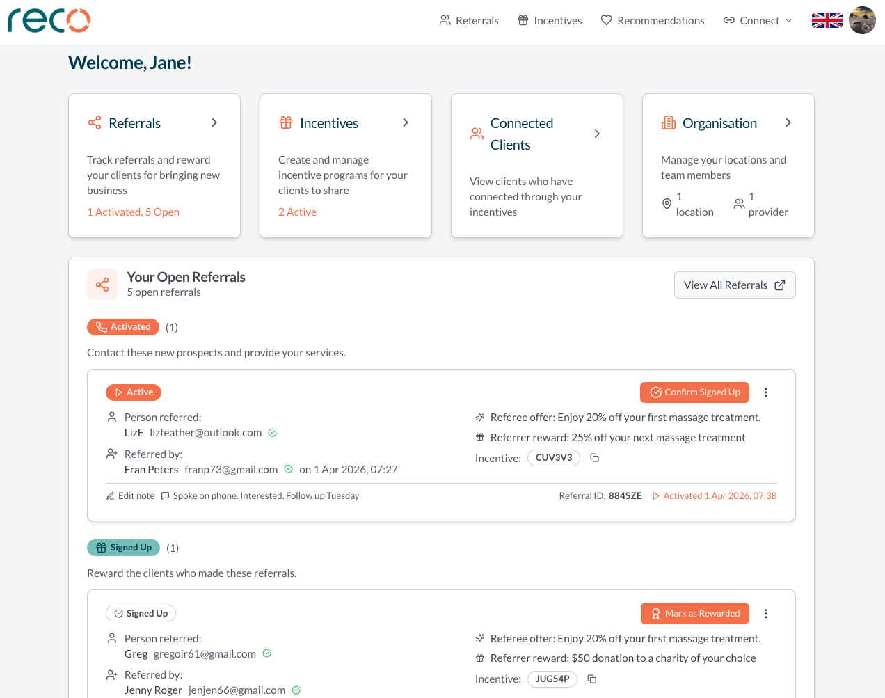Provider Dashboard Preview