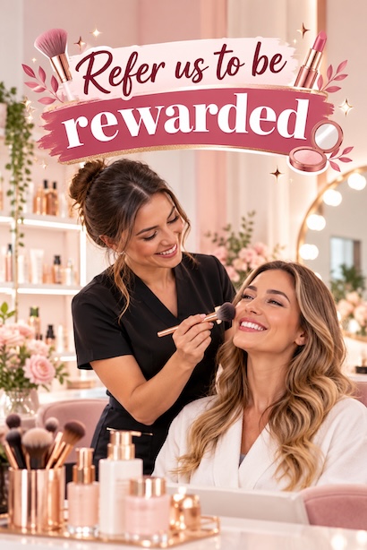 A stylist with a happy client who referred a friend