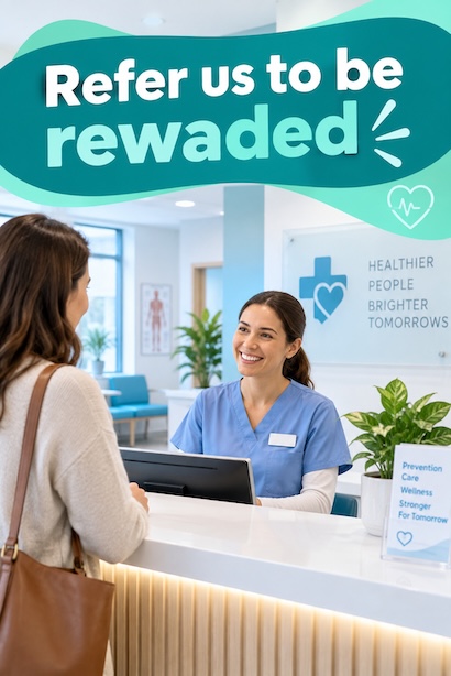 A healthcare professional welcoming a patient who came through a referral