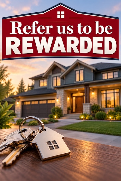 An agent handing keys to a client who came through a referral