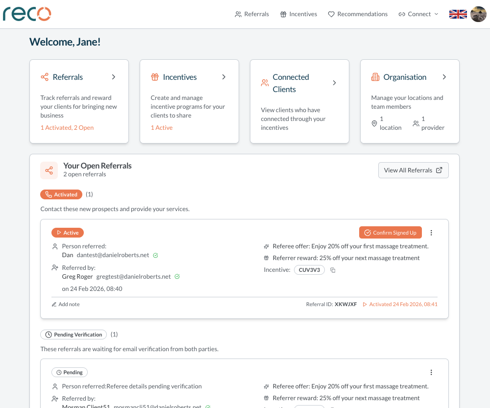 Provider Dashboard Preview
